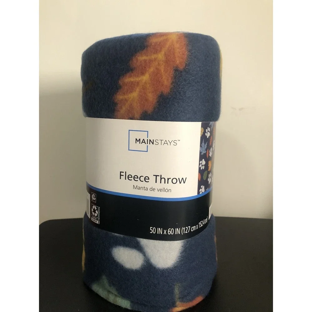 Mainstays Paw Print Fleece Throw Blanket Soft Cozy Pet Theme